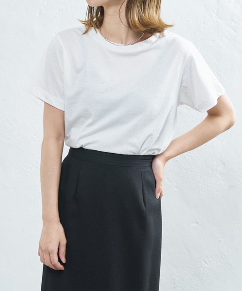 CIAOPANIC（チャオパニック）の「オーガニックコットンクルーTシャツ（Tシャツ/カットソー・レディース・オフホワイト/チャコールグレー/ブラック・FREE）」の21枚目の写真