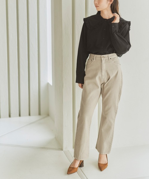 ハイウエストセミフレアデニムパンツ