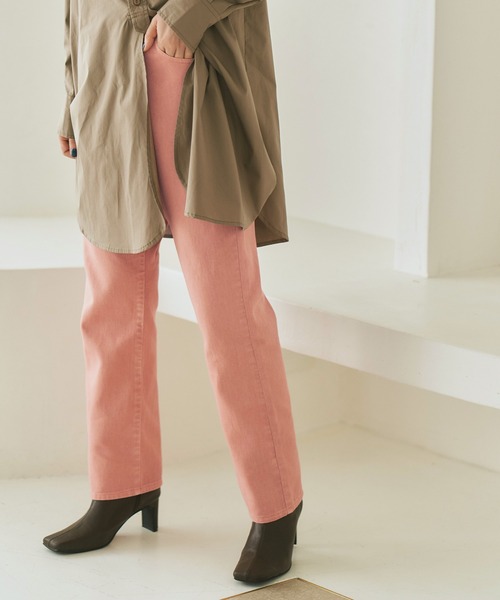 ハイウエストセミフレアデニムパンツ