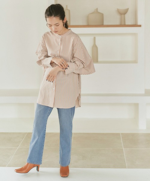 ハイウエストセミフレアデニムパンツ