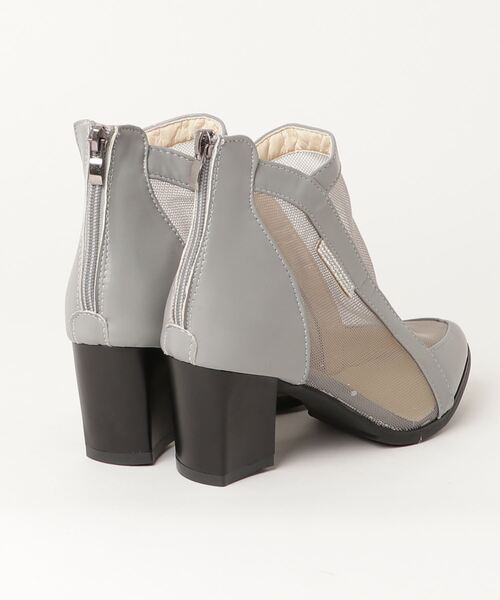 SFW（エスエフダブリュー）の「メッシュブーツ チャンキーヒール  バッグジッパー（ブーツ・レディース・グレー/ベージュ・38/39/35/36/37）」の8枚目の写真