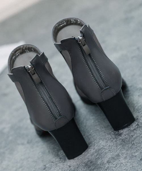 SFW（エスエフダブリュー）の「メッシュブーツ チャンキーヒール  バッグジッパー（ブーツ・レディース・グレー/ベージュ・38/39/35/36/37）」の5枚目の写真