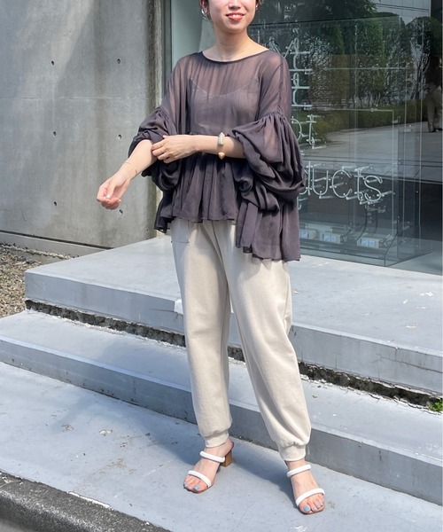 Omekashi（オメカシ）の「(WEB限定)ギャザーイレギュラーブラウス（シャツ/ブラウス・レディース・ブラウン/ベージュ/チャコールグレー・FREE）」の22枚目の写真