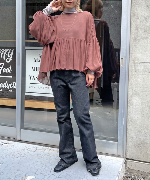 Omekashi（オメカシ）の「(WEB限定)ギャザーイレギュラーブラウス（シャツ/ブラウス・レディース・ブラウン/ベージュ/チャコールグレー・FREE）」の8枚目の写真