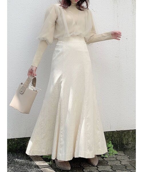 dazzlin（ダズリン）の「テクスチャーナロースカート（スカート・レディース・ブラック/オフホワイト/ゴールド・SMALL/MEDIUM）」の2枚目の写真