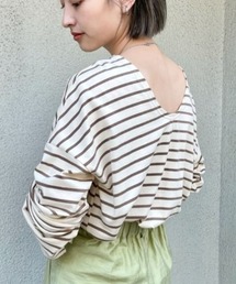 Kastane | ボーダーBACKあきロンT(Tシャツ/カットソー)