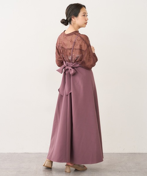 natural couture(ナチュラルクチュール)の「【WEB限定】マーメイドバックリボンワンピース(ワンピース・レディース・ブラック/モカ/グリーン/ピンク/その他・MEDIUM/LARGE)」の10枚目の写真