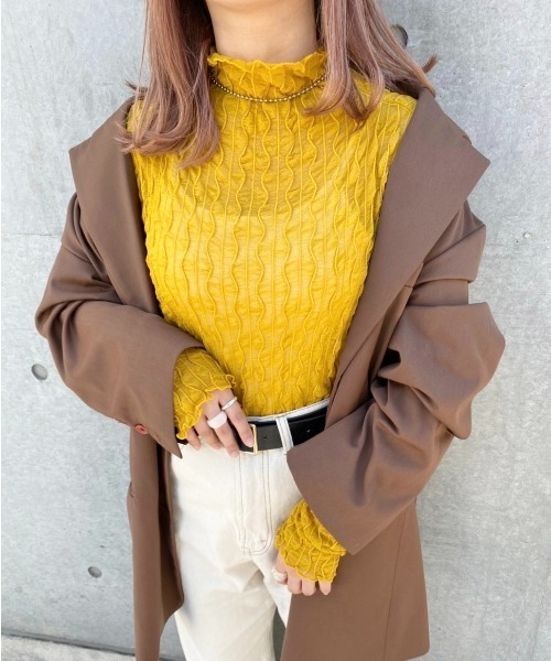 nemne store（ネンネストア）の「お絵かきをするウネウネシアーメロウインナー（Tシャツ/カットソー・レディース・ブラック/オフホワイト/マスタード・フリー）」の3枚目の写真