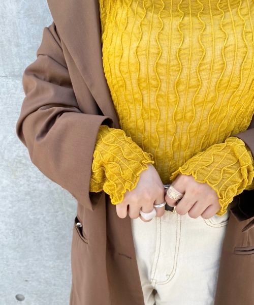 nemne store（ネンネストア）の「お絵かきをするウネウネシアーメロウインナー（Tシャツ/カットソー・レディース・ブラック/オフホワイト/マスタード・フリー）」の15枚目の写真