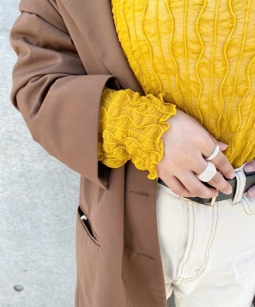 nemne store（ネンネストア）の「お絵かきをするウネウネシアーメロウインナー（Tシャツ/カットソー・レディース・ブラック/オフホワイト/マスタード・フリー）」の16枚目の写真