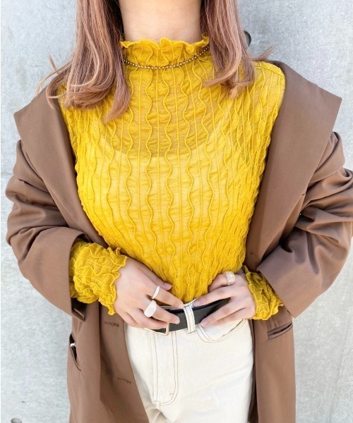 nemne store（ネンネストア）の「お絵かきをするウネウネシアーメロウインナー（Tシャツ/カットソー・レディース・ブラック/オフホワイト/マスタード・フリー）」の9枚目の写真