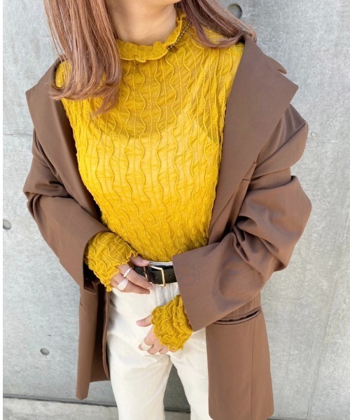 nemne store（ネンネストア）の「お絵かきをするウネウネシアーメロウインナー（Tシャツ/カットソー・レディース・ブラック/オフホワイト/マスタード・フリー）」の10枚目の写真