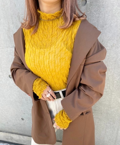 nemne store（ネンネストア）の「お絵かきをするウネウネシアーメロウインナー（Tシャツ/カットソー・レディース・ブラック/オフホワイト/マスタード・フリー）」の12枚目の写真