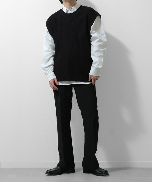 ZIP FIVE（ジップファイブ）の「【ZIP FIVE】7Gあぜ編みオーバーサイズニットベスト（ベスト・メンズ・ライトグレー/ブラック/ネイビー/オフホワイト/オリーブ/ブルー/モカ/グレイッシュベージュ・MEDIUM/LARGE/X-LARGE）」の21枚目の写真