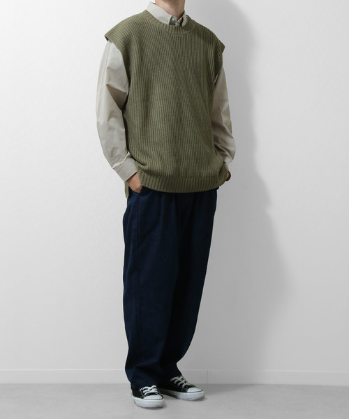 ZIP FIVE（ジップファイブ）の「【ZIP FIVE】7Gあぜ編みオーバーサイズニットベスト（ベスト・メンズ・ライトグレー/ブラック/ネイビー/オフホワイト/オリーブ/ブルー/モカ/グレイッシュベージュ・MEDIUM/LARGE/X-LARGE）」の22枚目の写真