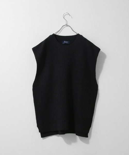 ZIP FIVE（ジップファイブ）の「【ZIP FIVE】7Gあぜ編みオーバーサイズニットベスト（ベスト・メンズ・ライトグレー/ブラック/ネイビー/オフホワイト/オリーブ/ブルー/モカ/グレイッシュベージュ・MEDIUM/LARGE/X-LARGE）」の12枚目の写真