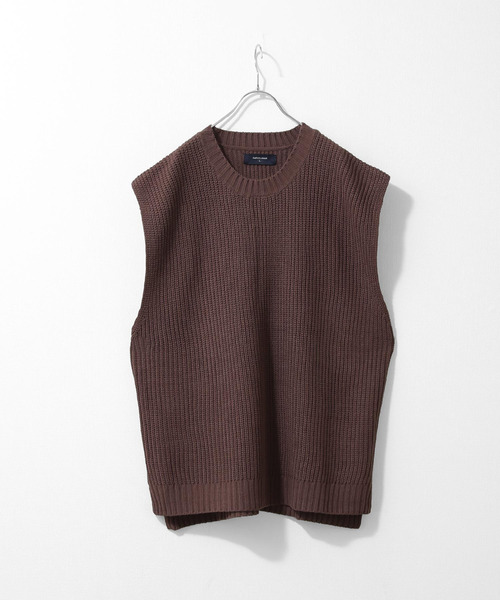 ZIP FIVE（ジップファイブ）の「【ZIP FIVE】7Gあぜ編みオーバーサイズニットベスト（ベスト・メンズ・ライトグレー/ブラック/ネイビー/オフホワイト/オリーブ/ブルー/モカ/グレイッシュベージュ・MEDIUM/LARGE/X-LARGE）」の16枚目の写真