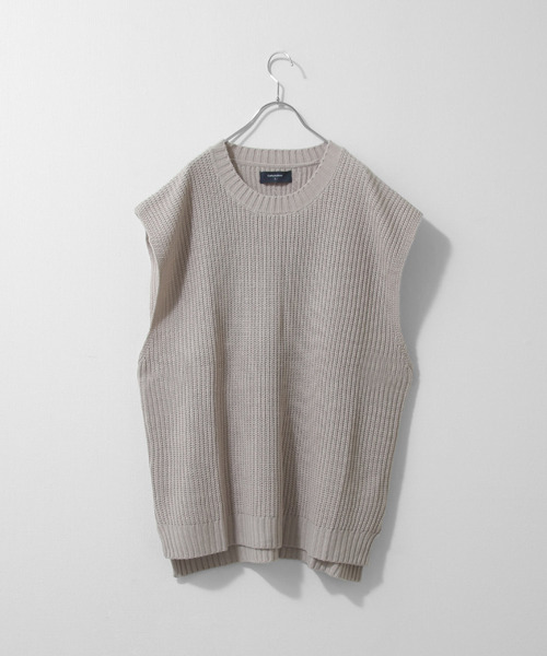 ZIP FIVE（ジップファイブ）の「【ZIP FIVE】7Gあぜ編みオーバーサイズニットベスト（ベスト・メンズ・ライトグレー/ブラック/ネイビー/オフホワイト/オリーブ/ブルー/モカ/グレイッシュベージュ・MEDIUM/LARGE/X-LARGE）」の20枚目の写真