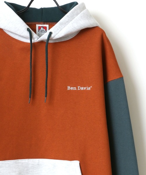BEN DAVIS(ベンデイビス)の「BEN DAVIS/ベンデイビス HEAVY/ヘビー裏起毛 ビッグシルエット クレイジー ワンポイント ロゴ刺繍 スウェット パーカー/フーディー(パーカー・メンズ・アッシュグレー/ブラック/ダークオレンジ・M/L/XL)」の3枚目の写真