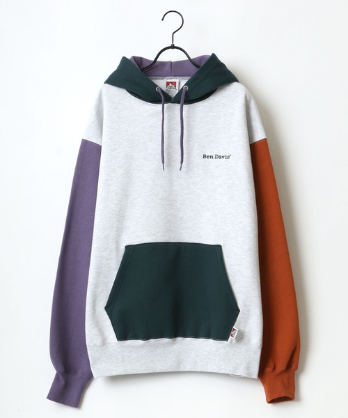 BEN DAVIS(ベンデイビス)の「BEN DAVIS/ベンデイビス HEAVY/ヘビー裏起毛 ビッグシルエット クレイジー ワンポイント ロゴ刺繍 スウェット パーカー/フーディー(パーカー・メンズ・アッシュグレー/ブラック/ダークオレンジ・M/L/XL)」の5枚目の写真