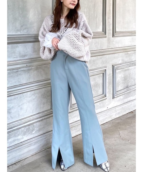 MIIA（ミーア）の「ハイウエストフレアパンツ（その他パンツ・レディース・ベージュ/ピンク/グリーン・FREE）」の3枚目の写真