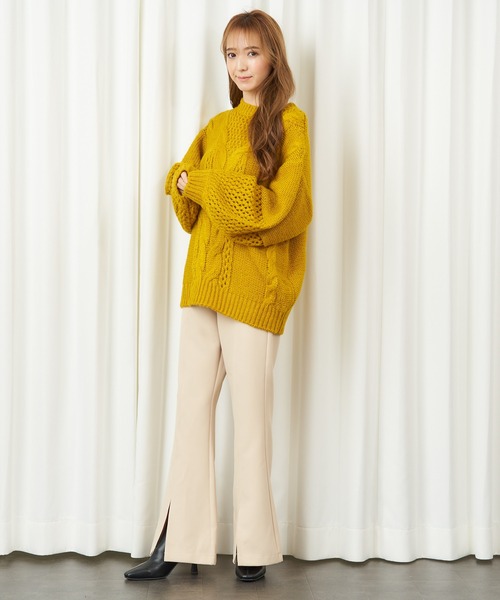 MIIA（ミーア）の「ハイウエストフレアパンツ（その他パンツ・レディース・ベージュ/ピンク/グリーン・FREE）」の9枚目の写真