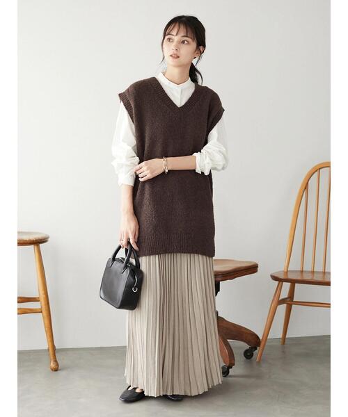 CRAFT STANDARD BOUTIQUE(クラフトスタンダードブティック)の「タイトニットプリーツスカート *◇(スカート・レディース・ブラック/ベージュ/ブラウン・M/L)」の10枚目の写真