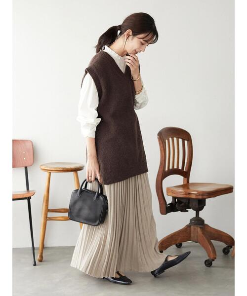 CRAFT STANDARD BOUTIQUE(クラフトスタンダードブティック)の「タイトニットプリーツスカート *◇(スカート・レディース・ブラック/ベージュ/ブラウン・M/L)」の12枚目の写真