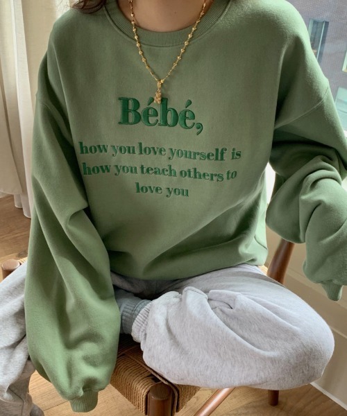 MANGROVE（マングローブ）の「Bebeロゴ刺繍トレーナー（スウェット・レディース・ライトグレー/ブラック/ピンク/ブルー/グリーン/アイボリー・FREE）」の18枚目の写真