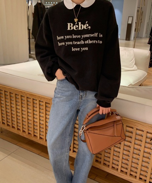 MANGROVE（マングローブ）の「Bebeロゴ刺繍トレーナー（スウェット・レディース・ライトグレー/ブラック/ピンク/ブルー/グリーン/アイボリー・FREE）」の9枚目の写真