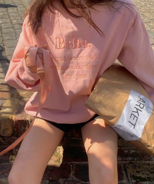 MANGROVE（マングローブ）の「Bebeロゴ刺繍トレーナー（スウェット・レディース・ライトグレー/ブラック/ピンク/ブルー/グリーン/アイボリー・FREE）」の19枚目の写真