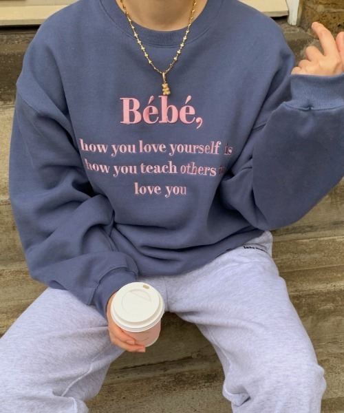 MANGROVE（マングローブ）の「Bebeロゴ刺繍トレーナー（スウェット・レディース・ライトグレー/ブラック/ピンク/ブルー/グリーン/アイボリー・FREE）」の21枚目の写真