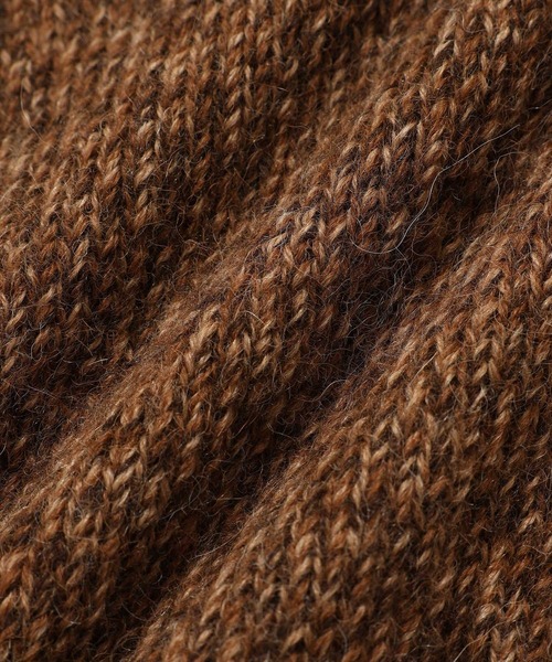 高級素材アルパカ100% 長袖ニット 厚手 ブラウン オールアルパカ 茶色 アルパカ100%セーター｜Nazca Design