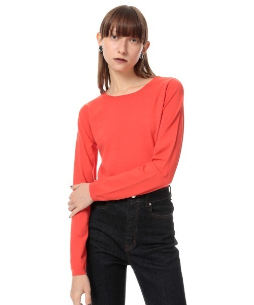 SLY（スライ）の「CREW NECK HG TOPS クルーネックハイゲージ トップス（ニット/セーター・レディース・ターコイズブルー/キャメル/グリーン/ブラック/クリアレッド・FREE）」の5枚目の写真