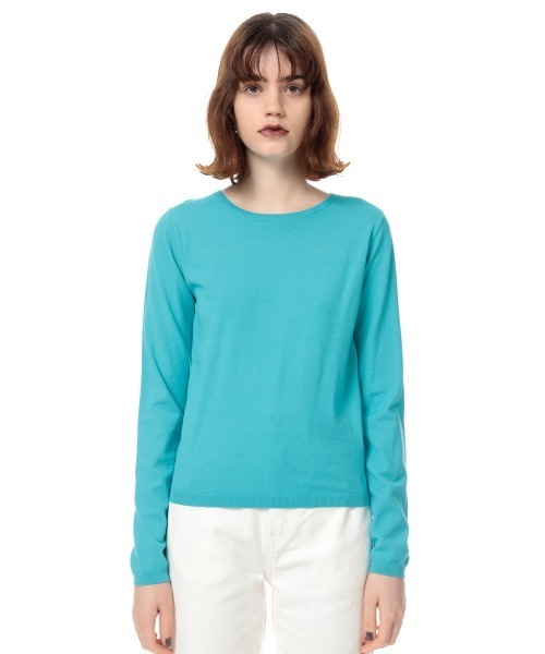 SLY（スライ）の「CREW NECK HG TOPS クルーネックハイゲージ トップス（ニット/セーター・レディース・ターコイズブルー/キャメル/グリーン/ブラック/クリアレッド・FREE）」の18枚目の写真