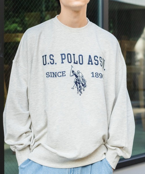 U.S. POLO ASSN.（ユーエスポロアッスン）の「∴WEGO/U.S. POLO ASSN.|別注 ビッグシルエットロゴ刺繍プルオーバー（スウェット・メンズ・ダークグリーン/杢グレー/オートミール/ネイビー・MEDIUM/LARGE）」の3枚目の写真