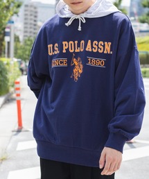 U.S. POLO ASSN.（ユーエスポロアッスン）の「∴WEGO/U.S. POLO ASSN.|別注 ビッグシルエットロゴ刺繍プルオーバー（スウェット・メンズ）」