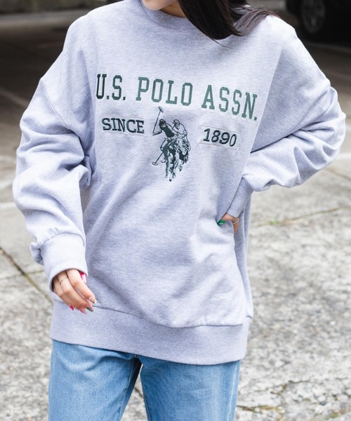 U.S. POLO ASSN.（ユーエスポロアッスン）の「∴WEGO/U.S. POLO ASSN.|別注 ビッグシルエットロゴ刺繍プルオーバー（スウェット・メンズ・ダークグリーン/杢グレー/オートミール/ネイビー・MEDIUM/LARGE）」の5枚目の写真