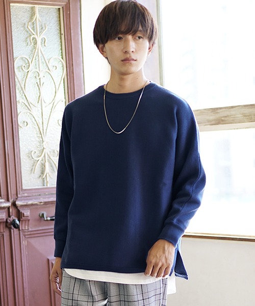 MinoriTY（マイノリティ）の「ミラノリブニット オーバーサイズ サイドスリット ドルマンビッグシルエット リブ クルーネック セーター 秋服 冬服（ニット/セーター・メンズ・ブラック/ベージュ/ブルー/アイボリー/モカ・S/M/L）」の5枚目の写真