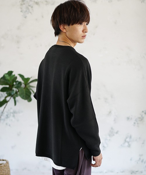 MinoriTY（マイノリティ）の「ミラノリブニット オーバーサイズ サイドスリット ドルマンビッグシルエット リブ クルーネック セーター 秋服 冬服（ニット/セーター・メンズ・ブラック/ベージュ/ブルー/アイボリー/モカ・S/M/L）」の17枚目の写真