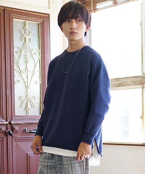 MinoriTY（マイノリティ）の「ミラノリブニット オーバーサイズ サイドスリット ドルマンビッグシルエット リブ クルーネック セーター 秋服 冬服（ニット/セーター・メンズ・ブラック/ベージュ/ブルー/アイボリー/モカ・S/M/L）」の12枚目の写真