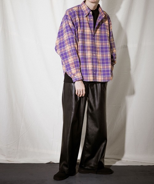 URBAN RESEARCH（アーバンリサーチ）の「URBAN RESEARCH iD　オーバーボタンダウンチェックシャツ（シャツ/ブラウス・メンズ・ブラック/パープル・MEDIUM/LARGE）」の7枚目の写真