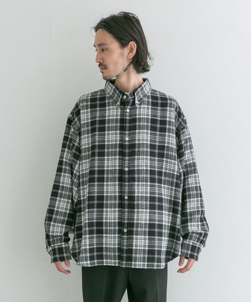 URBAN RESEARCH（アーバンリサーチ）の「URBAN RESEARCH iD　オーバーボタンダウンチェックシャツ（シャツ/ブラウス・メンズ・ブラック/パープル・MEDIUM/LARGE）」の9枚目の写真