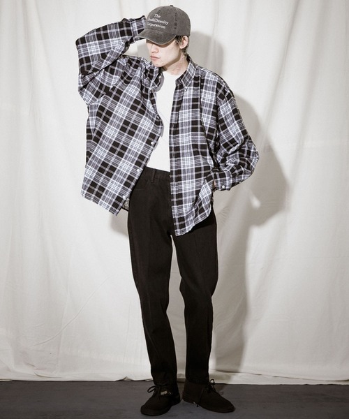 URBAN RESEARCH（アーバンリサーチ）の「URBAN RESEARCH iD　オーバーボタンダウンチェックシャツ（シャツ/ブラウス・メンズ・ブラック/パープル・MEDIUM/LARGE）」の14枚目の写真