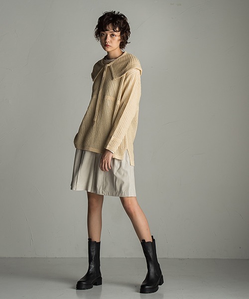 socolla(ソコラ)の「【socolla】2WAY付け襟メッシュニット(ニット/セーター・レディース・ブラウン/オフホワイト/ボルドー・M)」の7枚目の写真