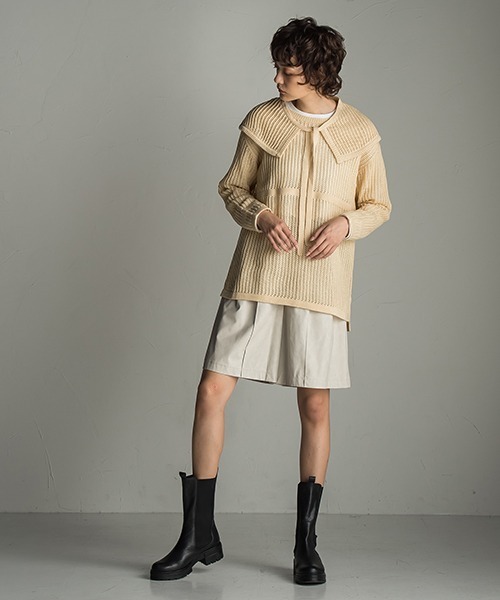 socolla(ソコラ)の「【socolla】2WAY付け襟メッシュニット(ニット/セーター・レディース・ブラウン/オフホワイト/ボルドー・M)」の11枚目の写真