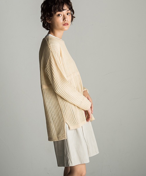 socolla(ソコラ)の「【socolla】2WAY付け襟メッシュニット(ニット/セーター・レディース・ブラウン/オフホワイト/ボルドー・M)」の20枚目の写真