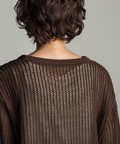 socolla(ソコラ)の「【socolla】2WAY付け襟メッシュニット(ニット/セーター・レディース・ブラウン/オフホワイト/ボルドー・M)」の9枚目の写真