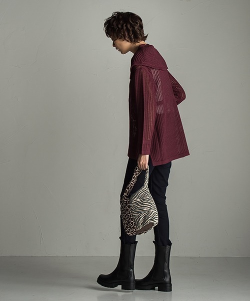 socolla(ソコラ)の「【socolla】2WAY付け襟メッシュニット(ニット/セーター・レディース・ブラウン/オフホワイト/ボルドー・M)」の13枚目の写真