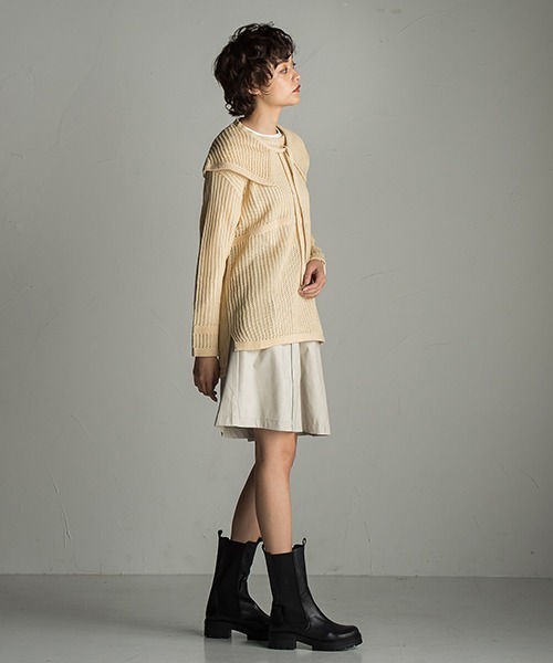 socolla(ソコラ)の「【socolla】2WAY付け襟メッシュニット(ニット/セーター・レディース・ブラウン/オフホワイト/ボルドー・M)」の10枚目の写真